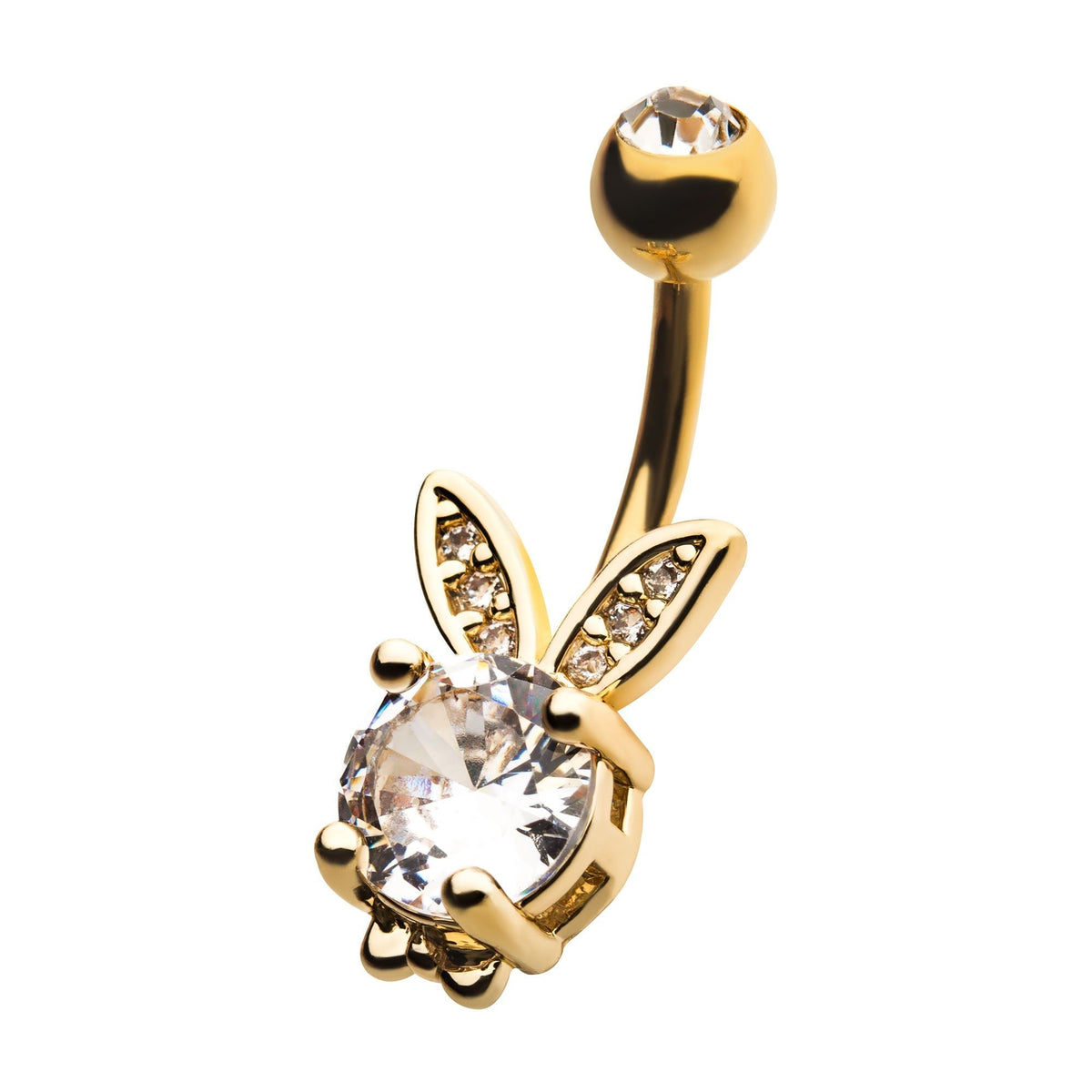 TBD-Belly Gold PVD Clear CZ Rabbit Fixed Navel -Rebel Bod-RebelBod