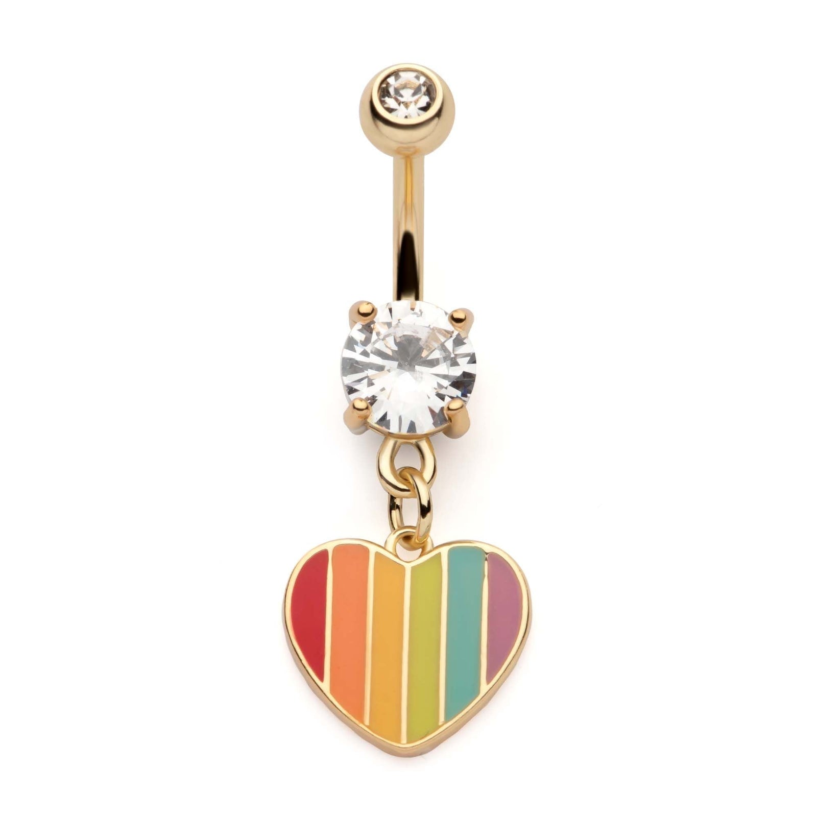 TBD-Belly Gold PVD Externally Threaded Enamel Heart Dangle Navel -Rebel Bod-RebelBod