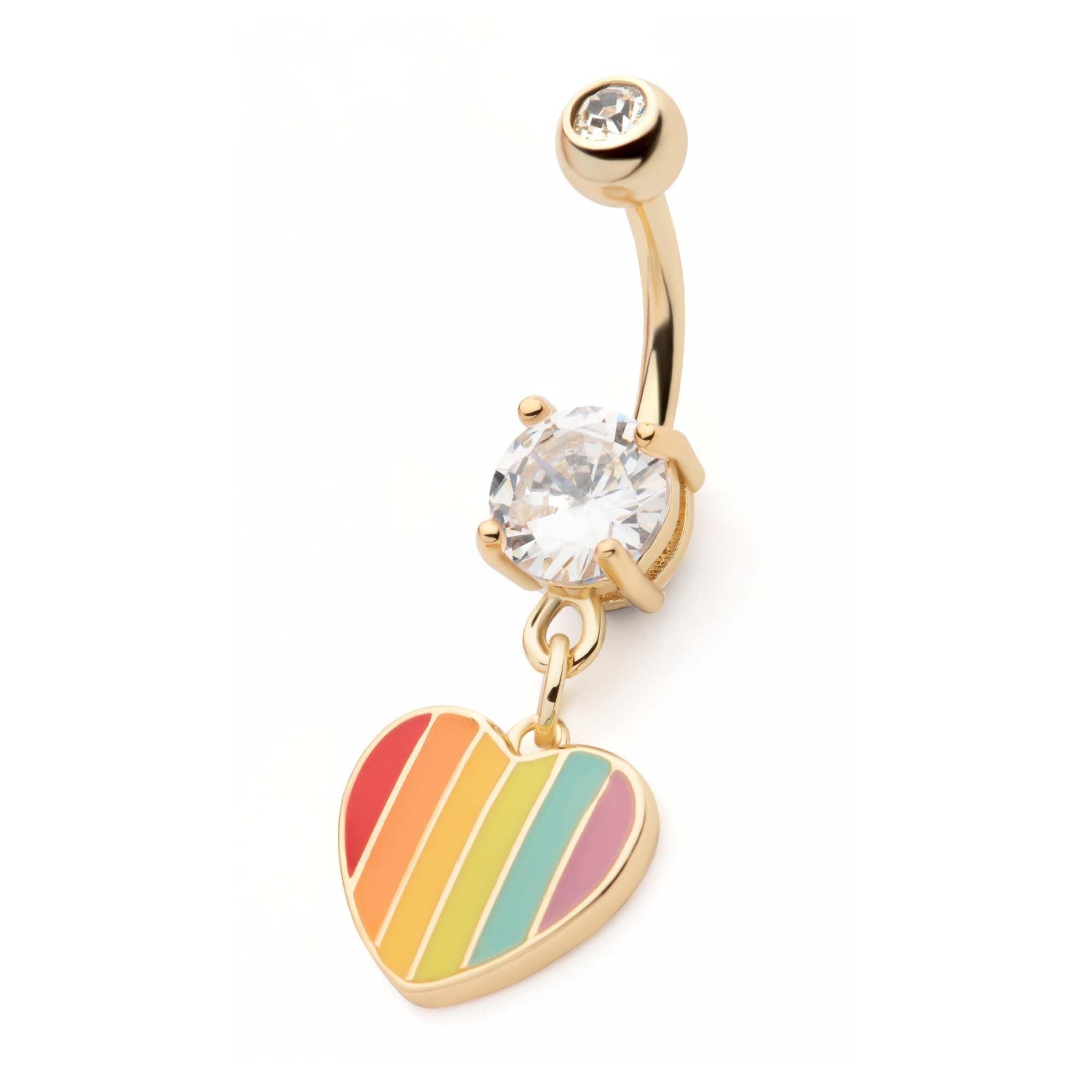 TBD-Belly Gold PVD Externally Threaded Enamel Heart Dangle Navel -Rebel Bod-RebelBod