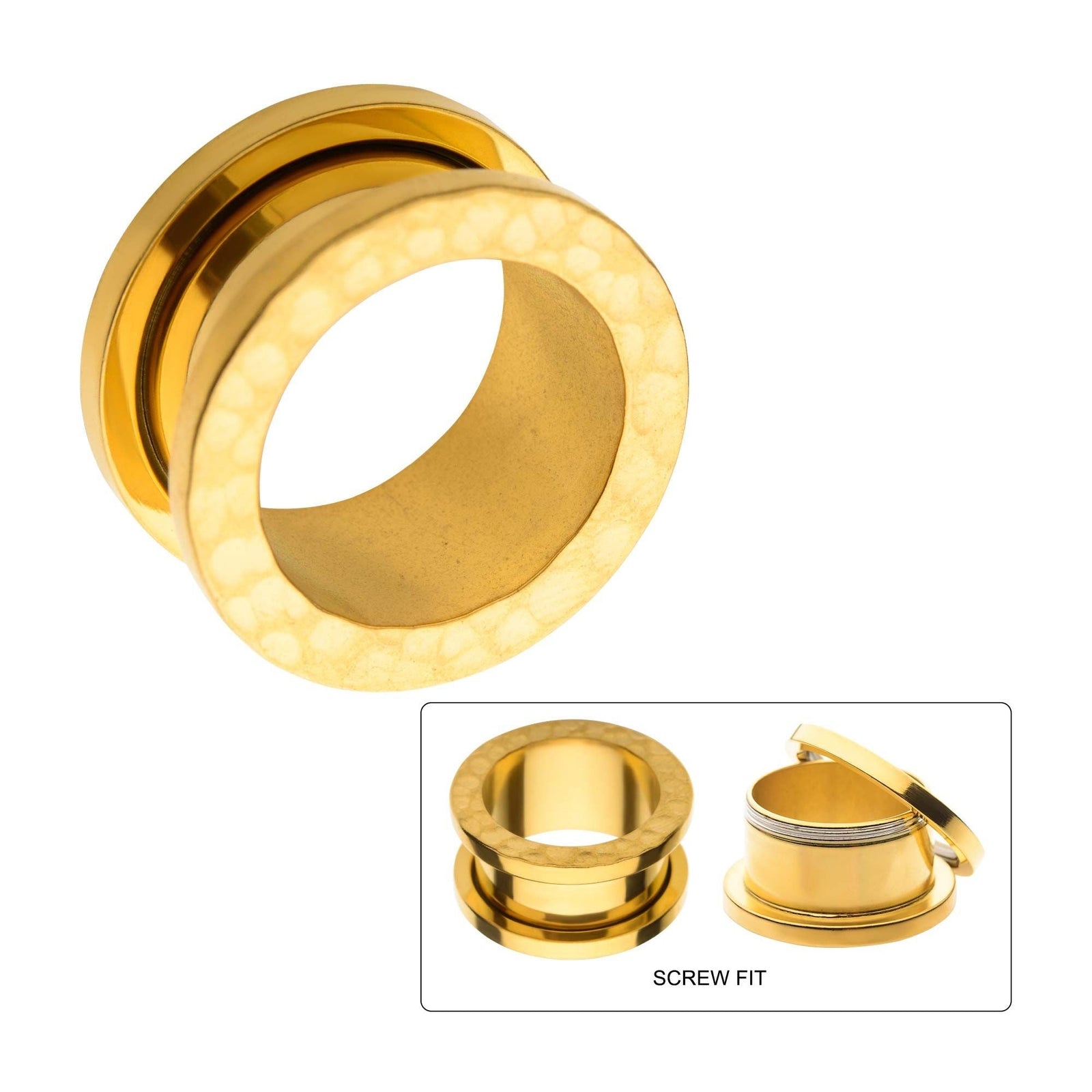TBD-Plugs Gold PVD Hammered Screw Fit Plug -Rebel Bod-RebelBod