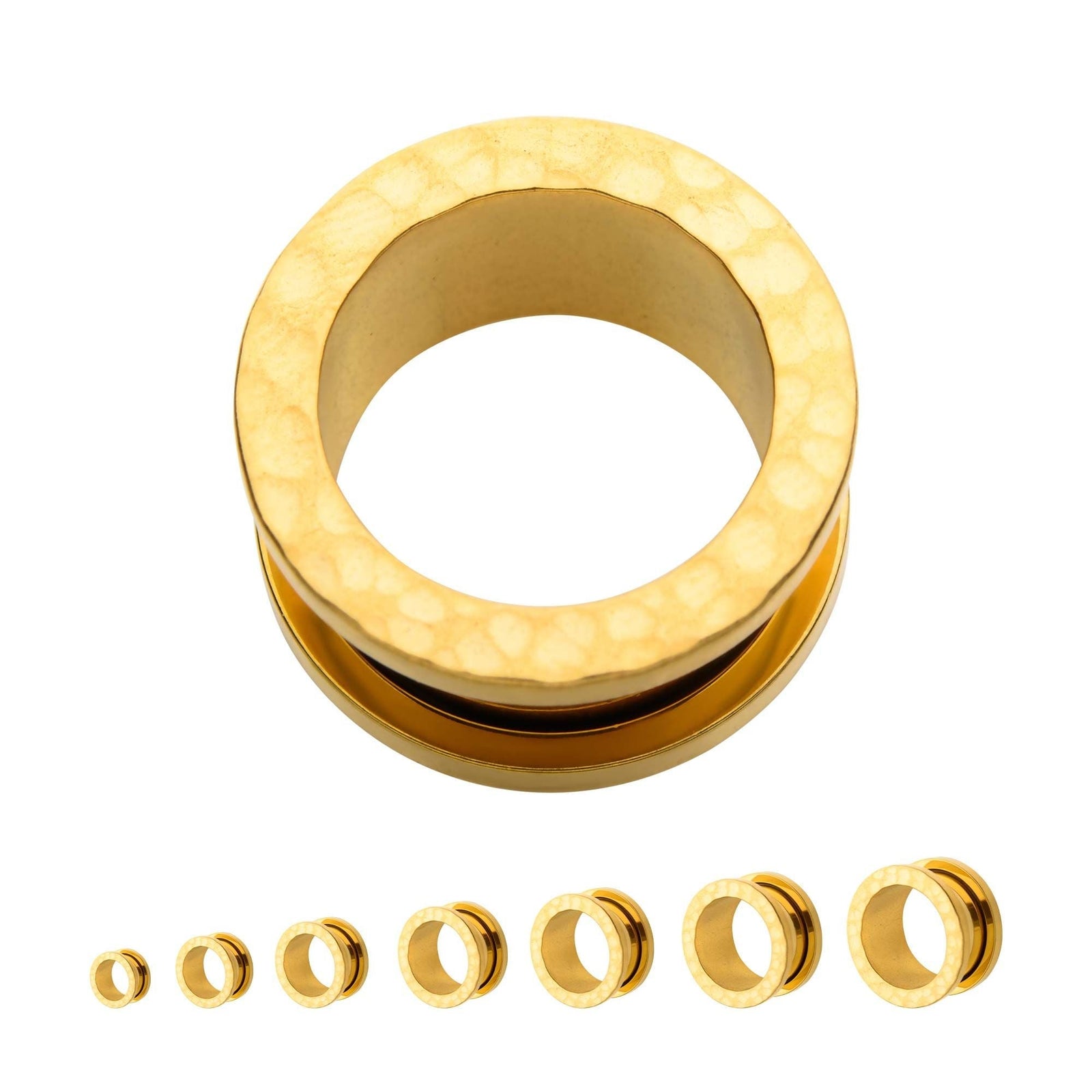 TBD-Plugs Gold PVD Hammered Screw Fit Plug -Rebel Bod-RebelBod