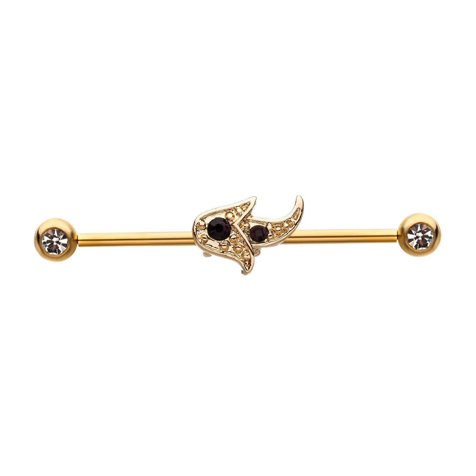 Indistrial Barbell Gold PVD Purple Gem Ornate Industrial Barbell -Rebel Bod-RebelBod