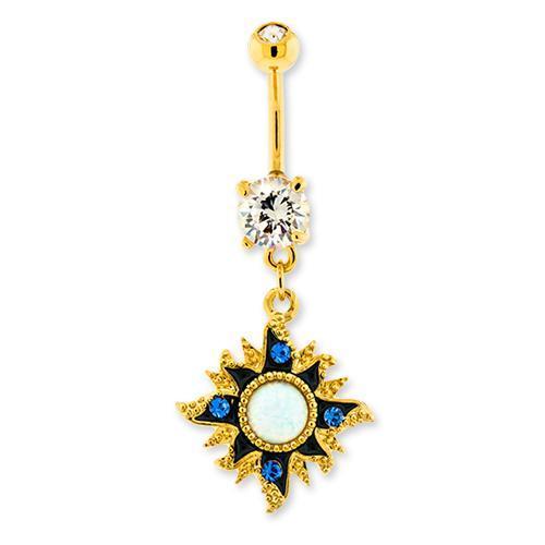 Gold Sun Belly Ring Center Opal - 1 Piece