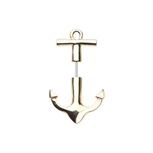 Golden Anchor Fake Taper Earring - 1 Pair