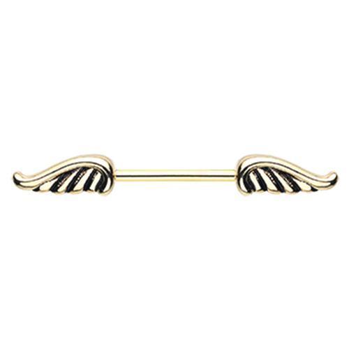 Golden Angel Wing Nipple Barbell - 1 Piece