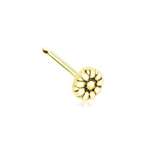 Golden Antique Dasiy Flower Nose Stud Ring