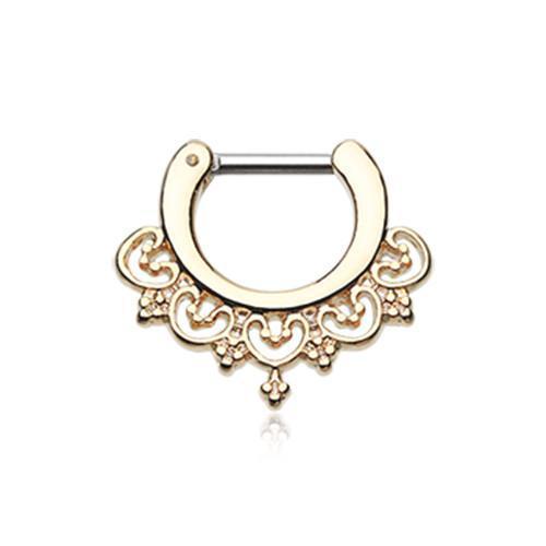 Golden Celestial Filigree Septum Clicker / Daith Clicker - 1 Piece