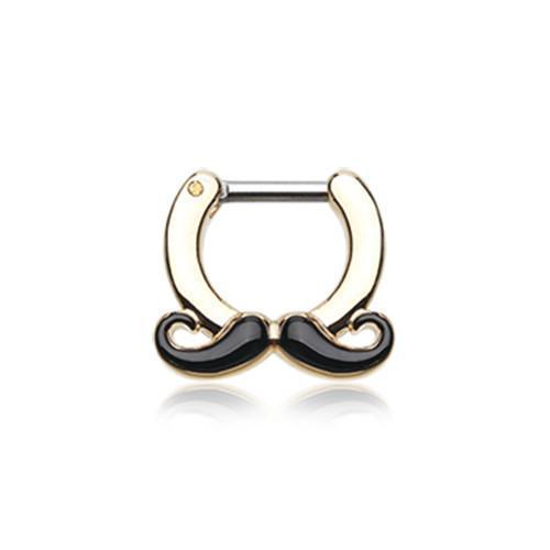 Golden Classic Mustache Septum Clicker / Daith Clicker - 1 Piece