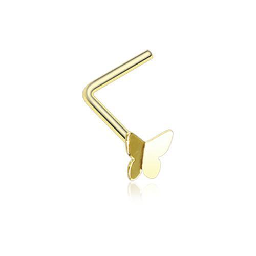 Nose Ring - L-Shaped Nose Ring Golden Dainty Butterfly Icon L-Shaped Nose Ring -Rebel Bod-RebelBod