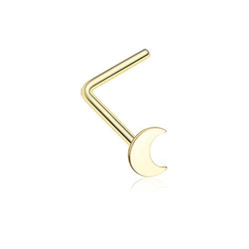 Golden Dainty Crescent Moon Icon L-Shaped Nose Ring