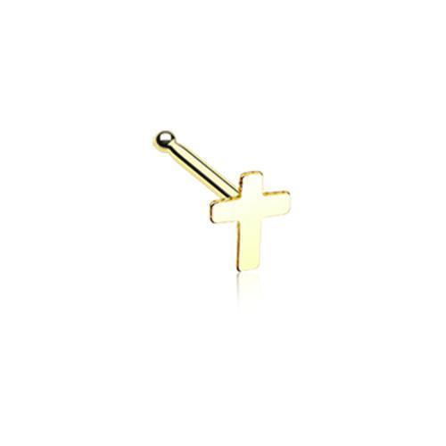 Golden Dainty Cross Icon Nose Stud Ring