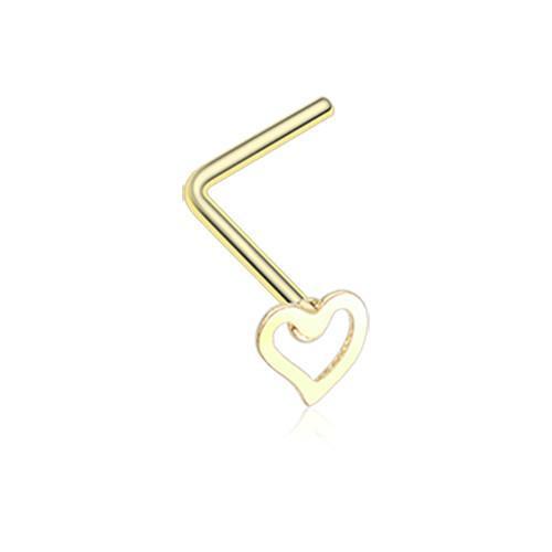 Golden Dainty Heart Icon L-Shaped Nose Ring