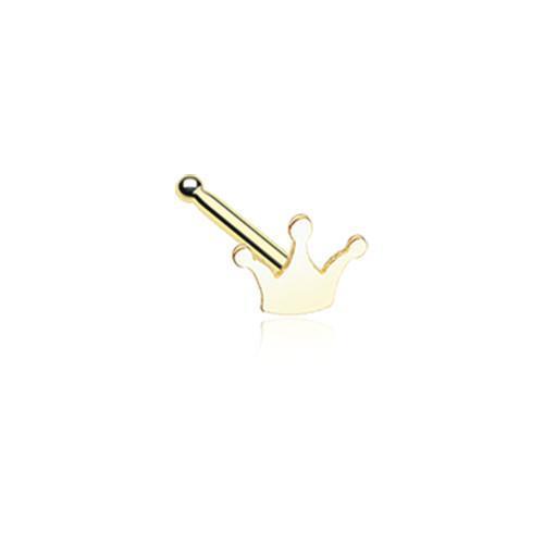 Golden Dainty Princess Crown Icon Nose Stud Ring