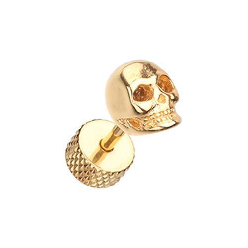 Golden Death Skull Steel Fake Plug - 1 Pair