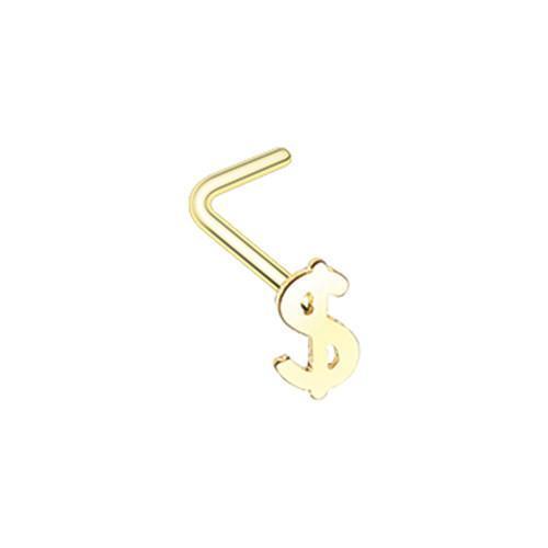 Golden Dollar Money Sign L-Shape Nose Ring