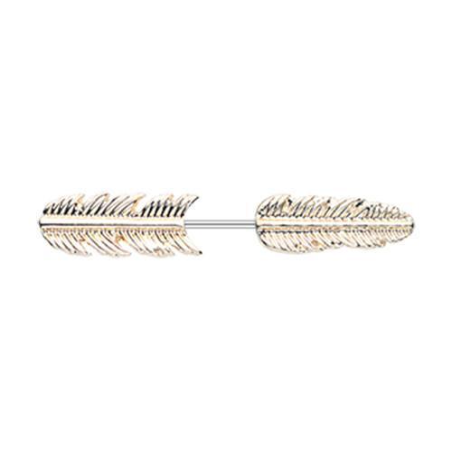 Golden Feather Fake Taper Earring - 1 Pair