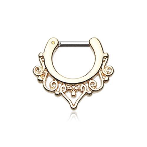 Golden Goddess Filigree Septum Clicker / Daith Clicker - 1 Piece