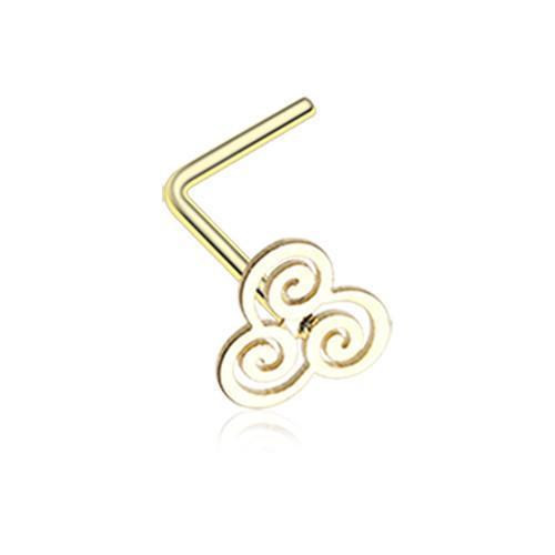 Golden Gold Trinity Swirl L-Shaped Nose Ring