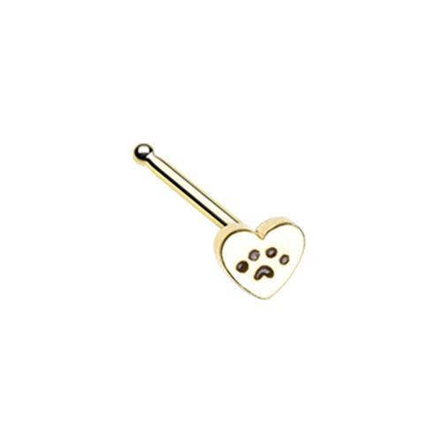 Golden Heart Paw Animal Lover Nose Stud Ring