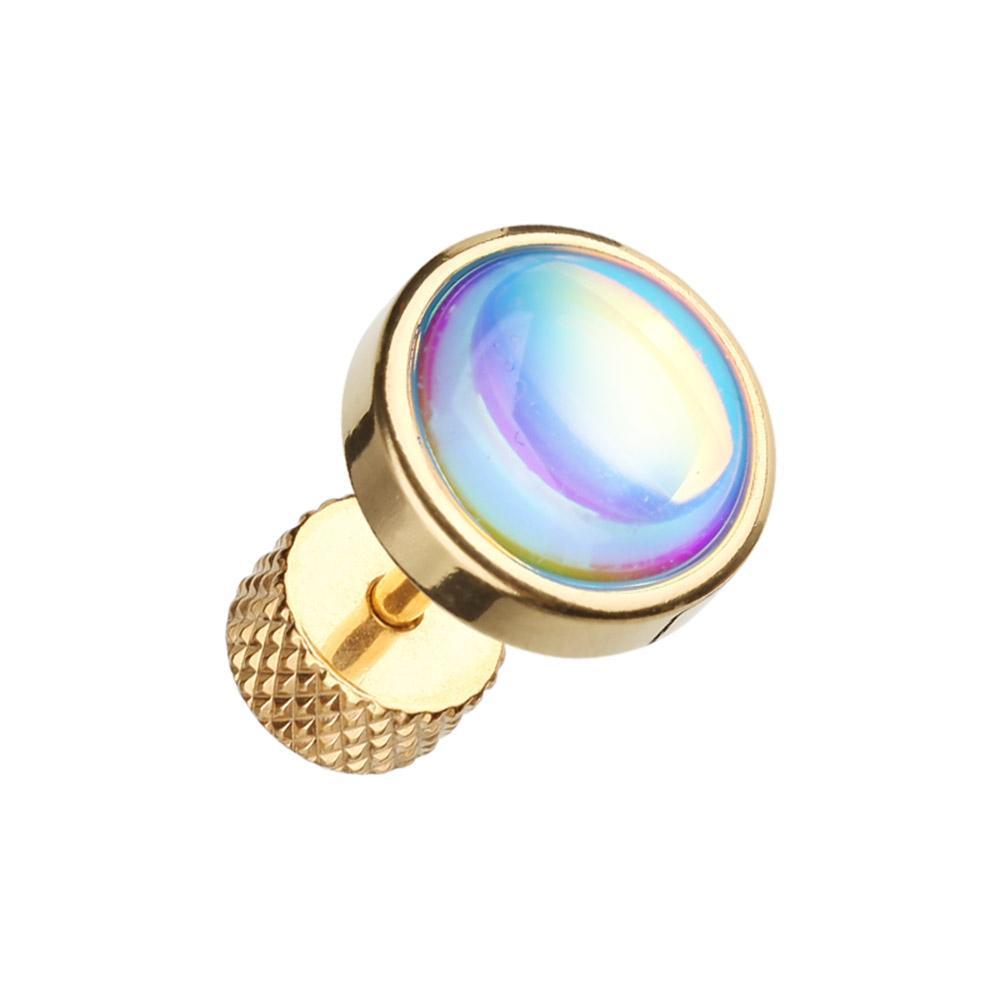 Golden Illuminating Moonstone Fake Plug - 1 Pair