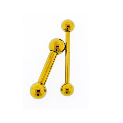 STRAIGHT BARBELL Golden Internally Threaded Titanium Barbell - 1 Piece - Special -Rebel Bod-RebelBod