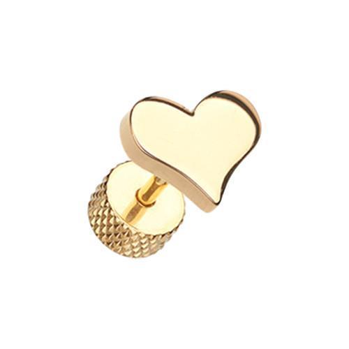 Golden Lovely Heart Fake Plug - 1 Pair