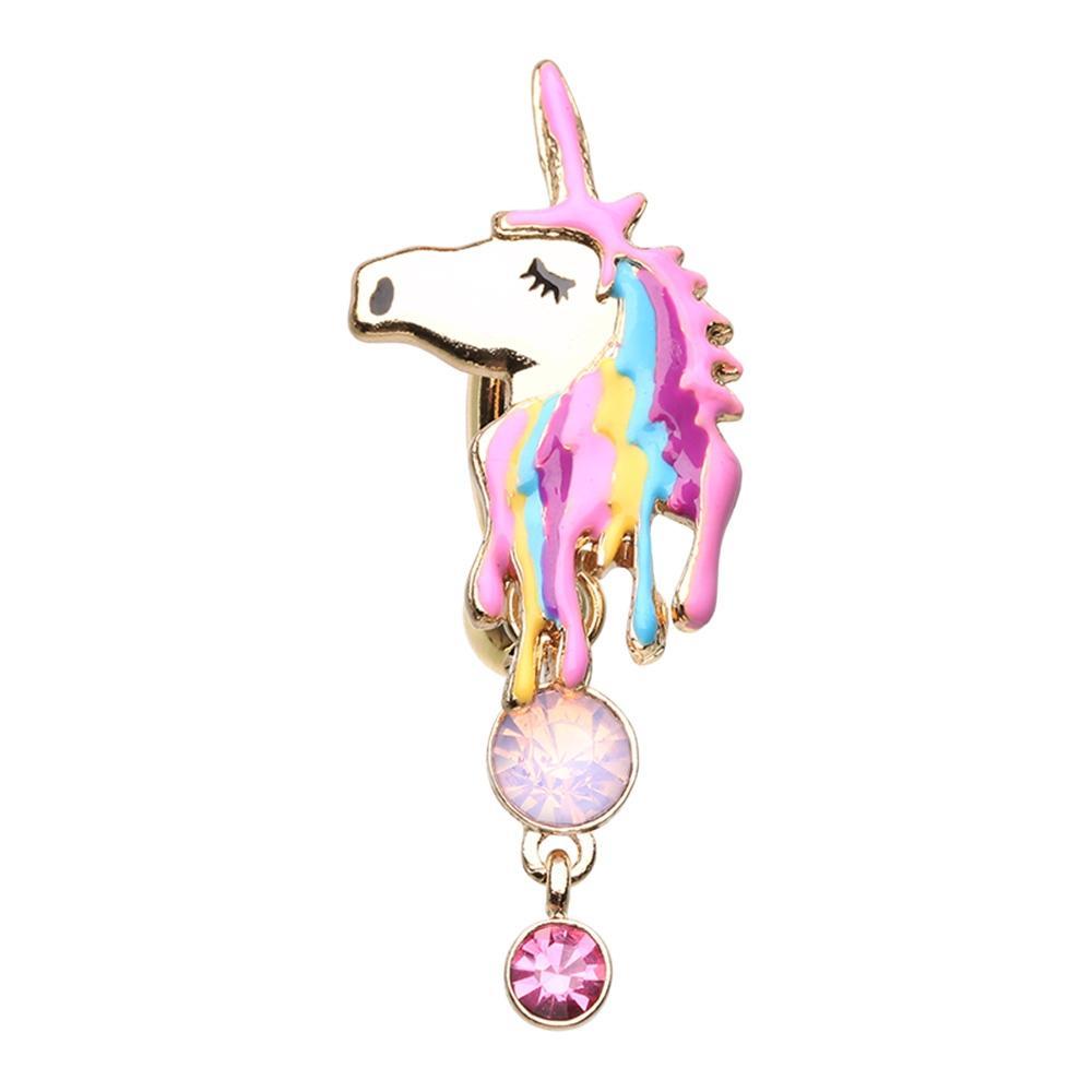 Golden Magical Unicorn Dangle Belly Ring