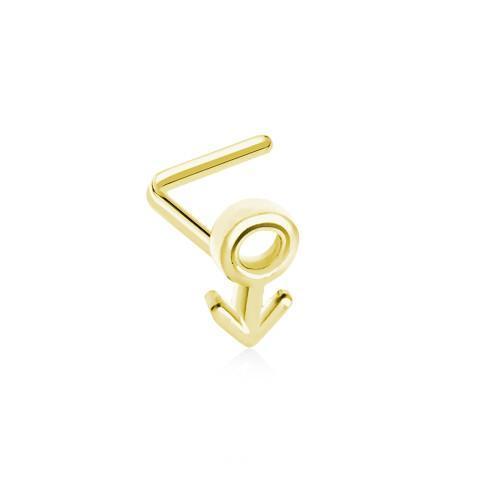 Golden Male Sign Gender Symbol L-Shape Nose Ring