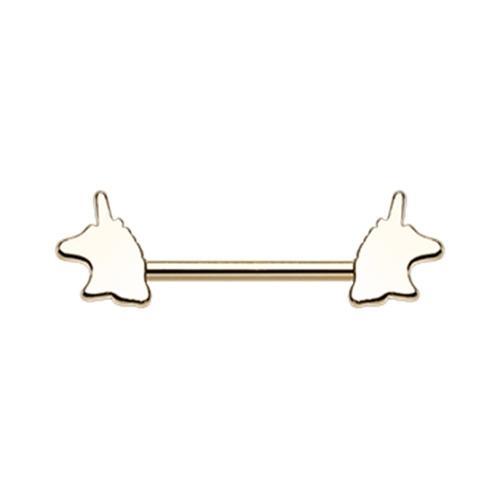 Golden One of a Kind Unicorn Nipple Barbell - 1 Piece