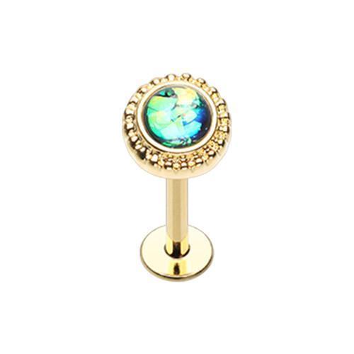 Labret Studs Golden Ornate Round Top Steel Labret -Rebel Bod-RebelBod