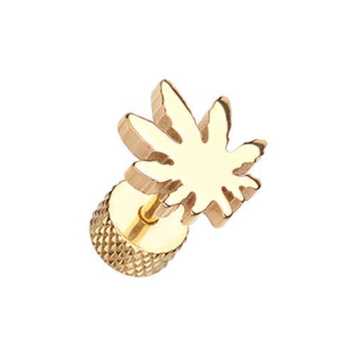 Golden Pot Leaf Fake Plug - 1 Pair