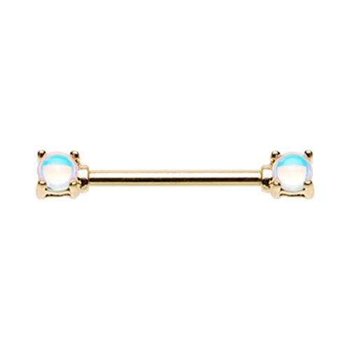 Golden Revo Double Prong Gem Nipple Barbell - 1 Piece