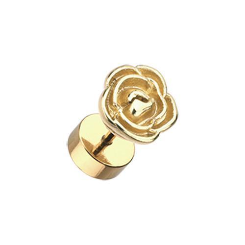 Golden Rose Blossom Fake Plug - 1 Pair