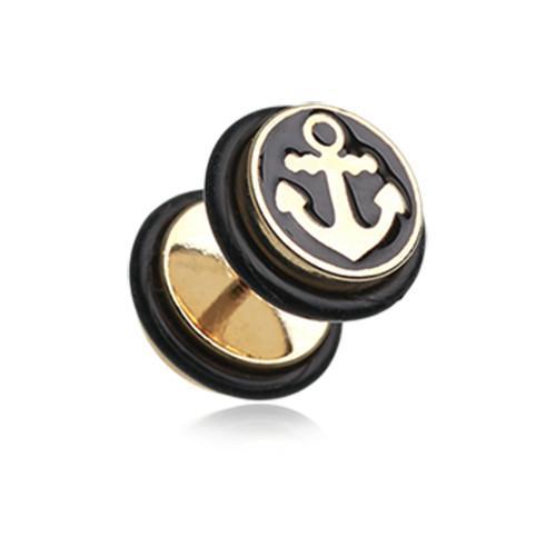 Golden Sailor Anchor Fake Plug w/ O-Rings - 1 Pair