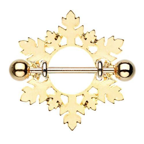 Golden Snowflake Nipple Shield Ring - 1 Piece