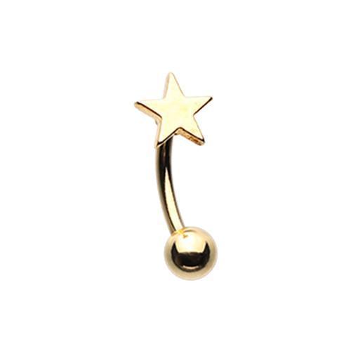 Golden Star Curved Barbell Eyebrow Ring