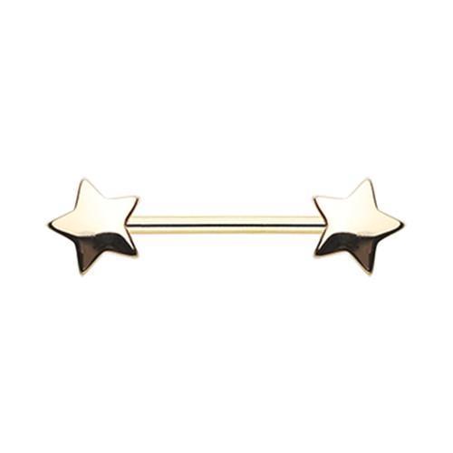 Golden Star Nipple Barbell Ring - 1 Piece