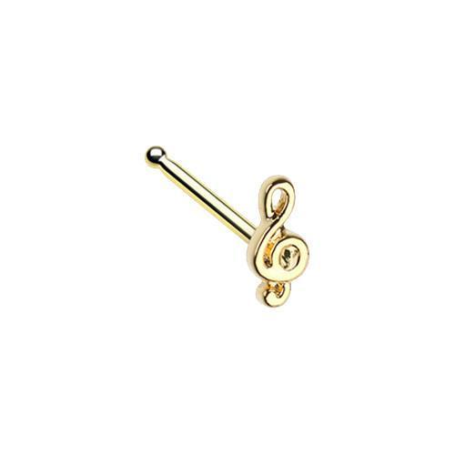 Golden Treble Clef Music Note Nose Stud Ring