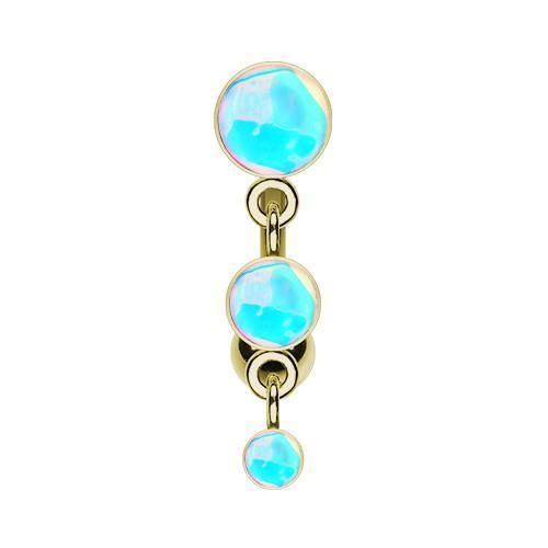 Golden Triple Revo Reverse Belly Button Ring