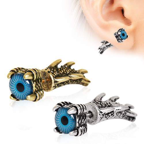 Gothic Dragon Claw Blue Evil Eye Fake Taper - 1 Piece