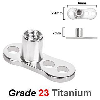 Grade 23 Titanium Dermal Anchor - 3 Holes / 2mm Rise