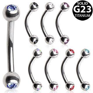 Titanium Eyebrow Ring w/ Gem Balls
