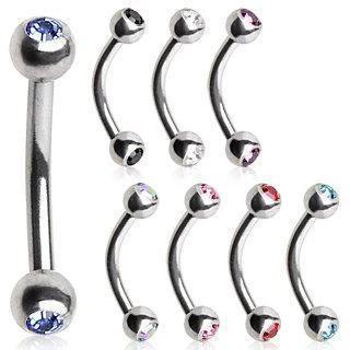 Titanium Eyebrow Ring w/ Gem Balls