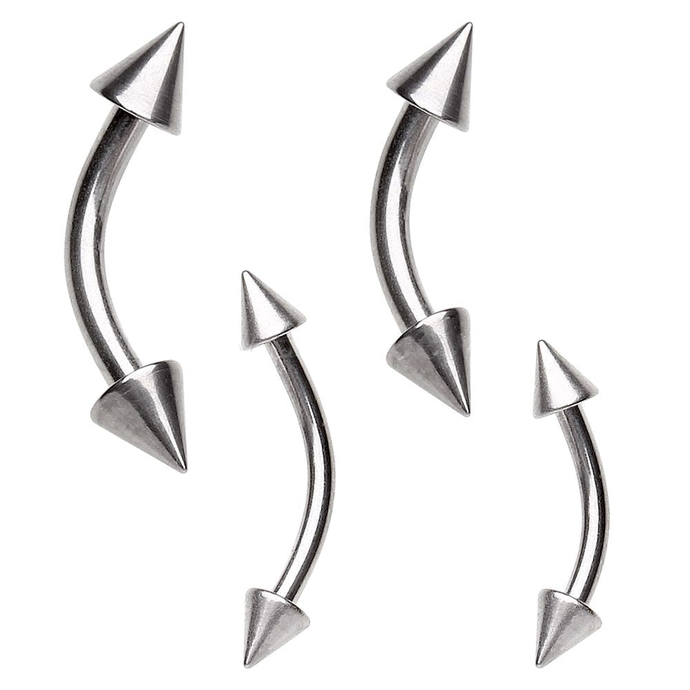 CURVED BARBELL Grade 23 Titanium Eyebrow Ring with Spikes -Rebel Bod-RebelBod