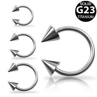 CIRCULAR BARBELL | HORSESHOE Grade 23 Titanium Horse Shoe with Spikes -Rebel Bod-RebelBod