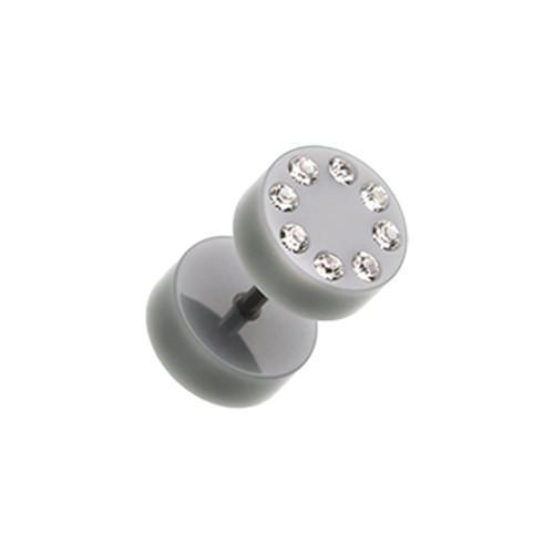 Gray Multi Gem Solid Acrylic Fake Plug - 1 Pair