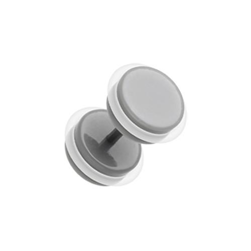 Gray Solid Acrylic Fake Plug w/ O-Rings - 1 Pair