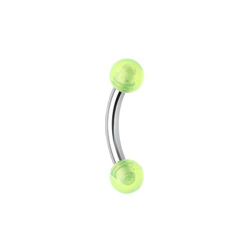 Green Acrylic Ball Curved Barbell Eyebrow Ring