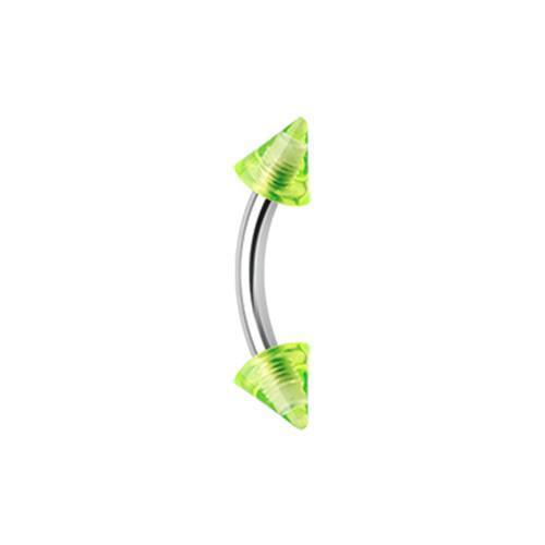 Green Acrylic Spike Curved Barbell Eyebrow Ring