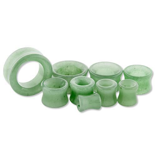 Tunnels - Double Flare Green Adventurine Stone Double Flare Tunnel Pair - 1 Pair -Rebel Bod-RebelBod